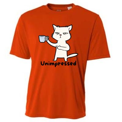 Unimpressed Funny Angry Cat Coffee Cooling Performance Crew T-Shirt