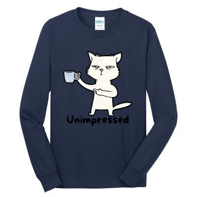 Unimpressed Funny Angry Cat Coffee Tall Long Sleeve T-Shirt