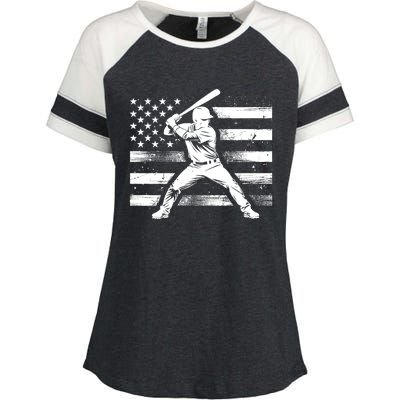 Usa Flag American Baseball Flag Vintage Baseball Flag 4th Of July Enza Ladies Jersey Colorblock Tee