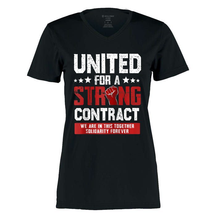 United For A Strong Contract UAW Strike UAW Strong Women's Momentum V-Neck T-Shirt