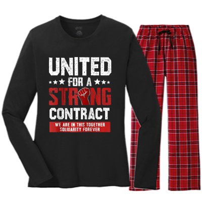 United For A Strong Contract UAW Strike UAW Strong Women's Long Sleeve Flannel Pajama Set 