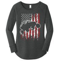 US Flag ATV Side By Side Rider UTV July 4th Offroad Riding Women's Perfect Tri Tunic Long Sleeve Shirt