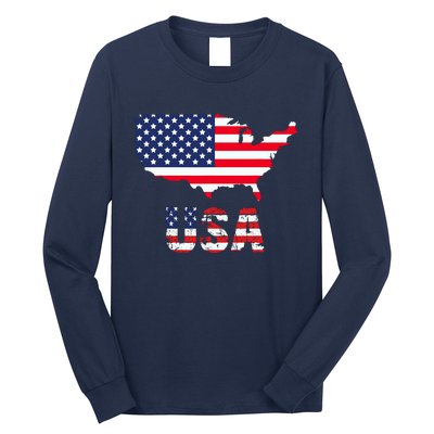 Usa Flag American United States Of America 4th Of July Long Sleeve Shirt