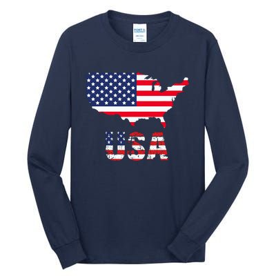 Usa Flag American United States Of America 4th Of July Tall Long Sleeve T-Shirt