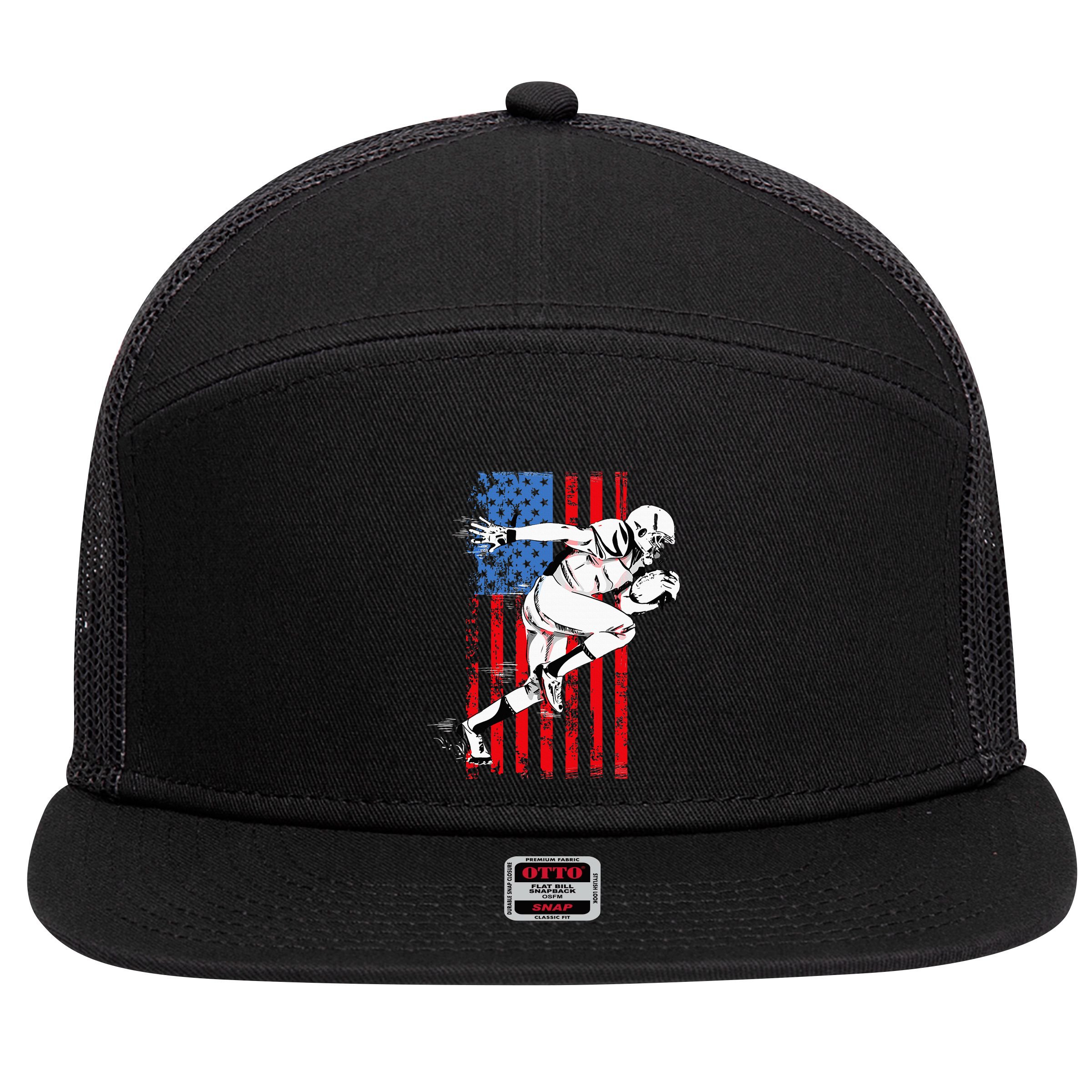 Us Flag American Football Player 7 Panel Mesh Trucker Snapback Hat