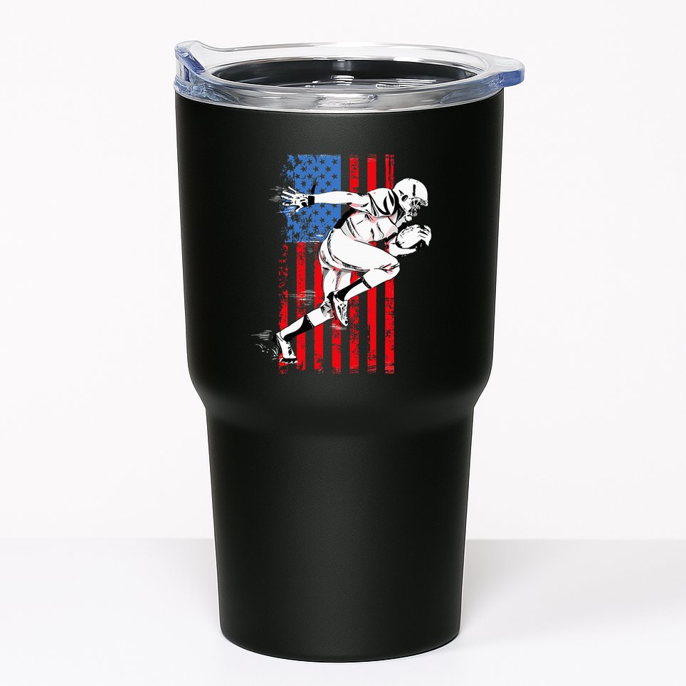 Us Flag American Football Player Tumbler