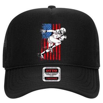 Us Flag American Football Player Trucker Hat