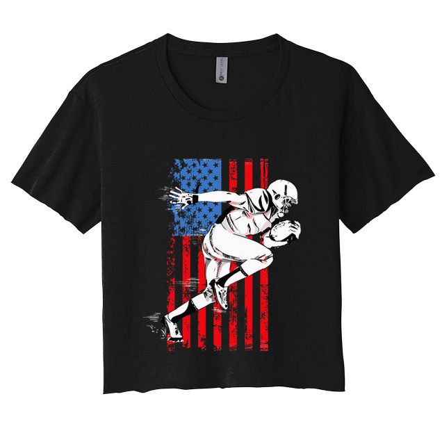 Us Flag American Football Player Crop Top
