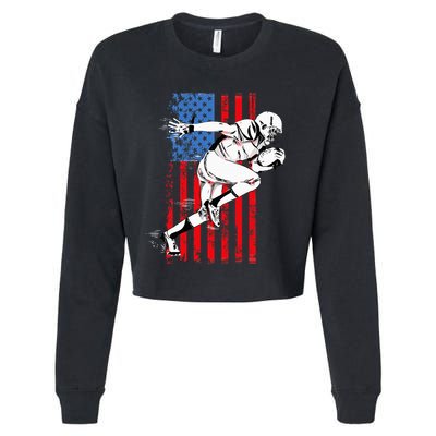 Us Flag American Football Player Cropped Pullover Crew