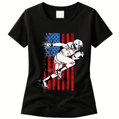 Us Flag American Football Player Womens T-Shirt
