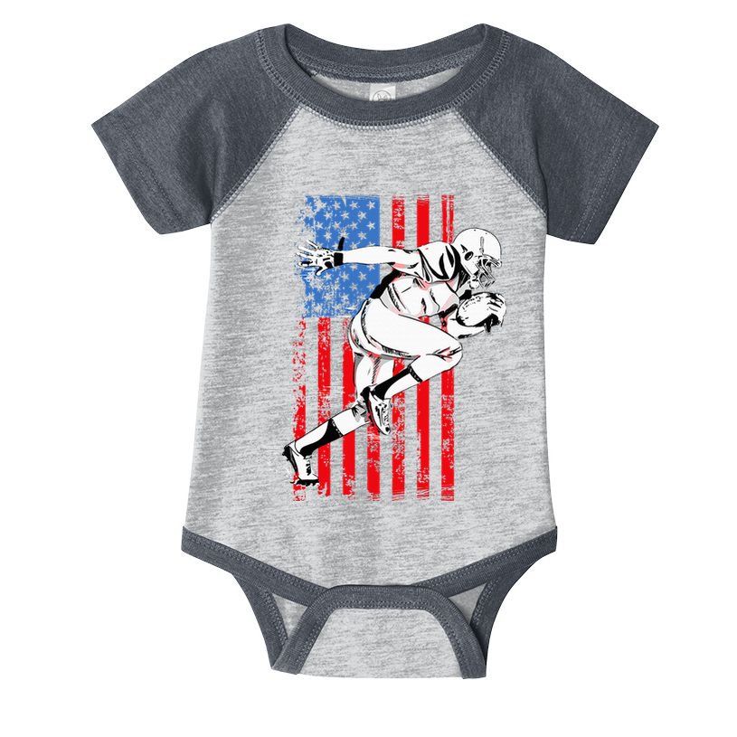 Us Flag American Football Player Infant Baby Jersey Bodysuit