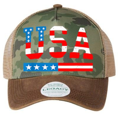 USA Flag American Funny 4th Of July Merica Legacy Tie Dye Trucker Hat