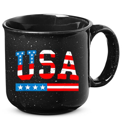 USA Flag American Funny 4th Of July Merica 15oz Campfire Ceramic Mug