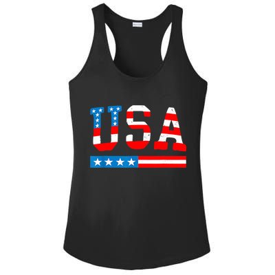 USA Flag American Funny 4th Of July Merica Ladies PosiCharge Competitor Racerback Tank