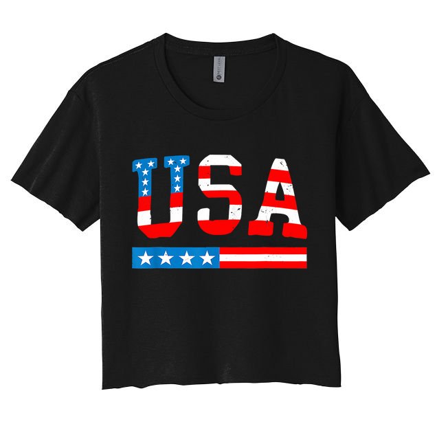 USA Flag American Funny 4th Of July Merica Crop Top