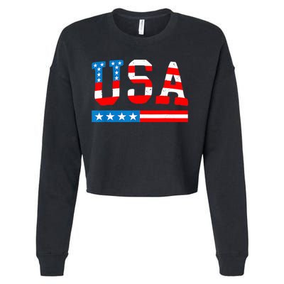 USA Flag American Funny 4th Of July Merica Cropped Pullover Crew
