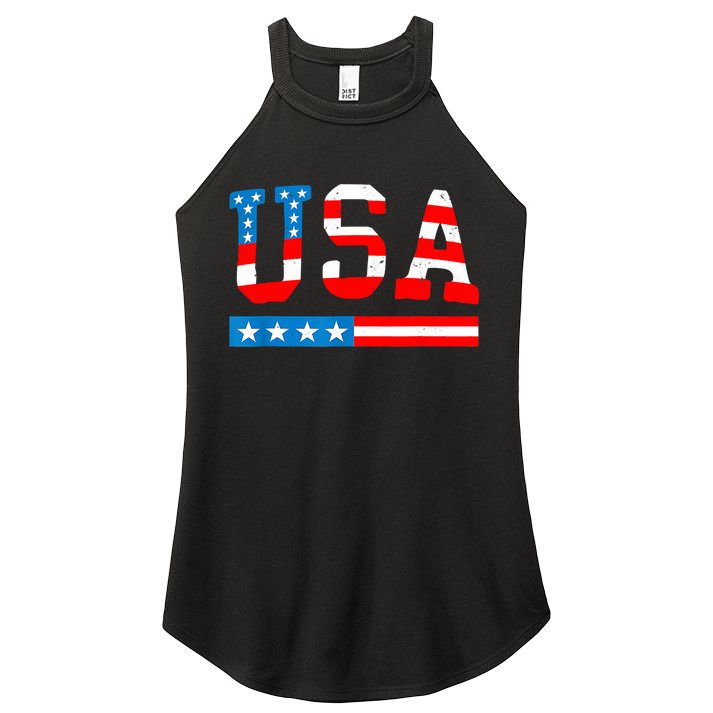 USA Flag American Funny 4th Of July Merica Women's Perfect Tri Rocker Tank