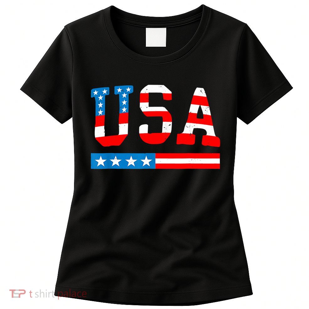 USA Flag American Funny 4th Of July Merica Womens T-Shirt