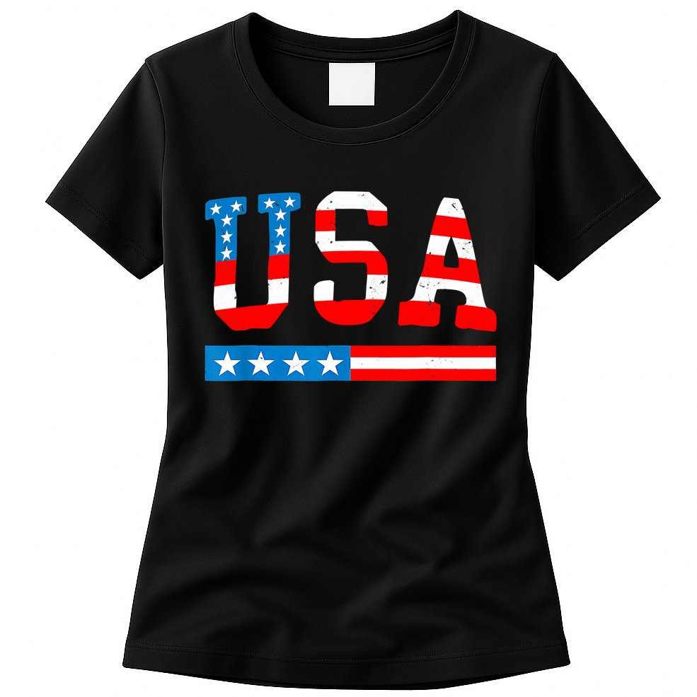 USA Flag American Funny 4th Of July Merica Womens T-Shirt