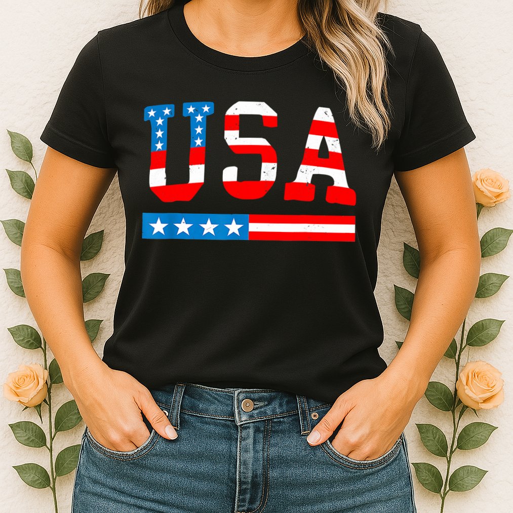 USA Flag American Funny 4th Of July Merica Womens T-Shirt