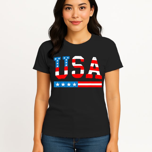 USA Flag American Funny 4th Of July Merica Womens T-Shirt