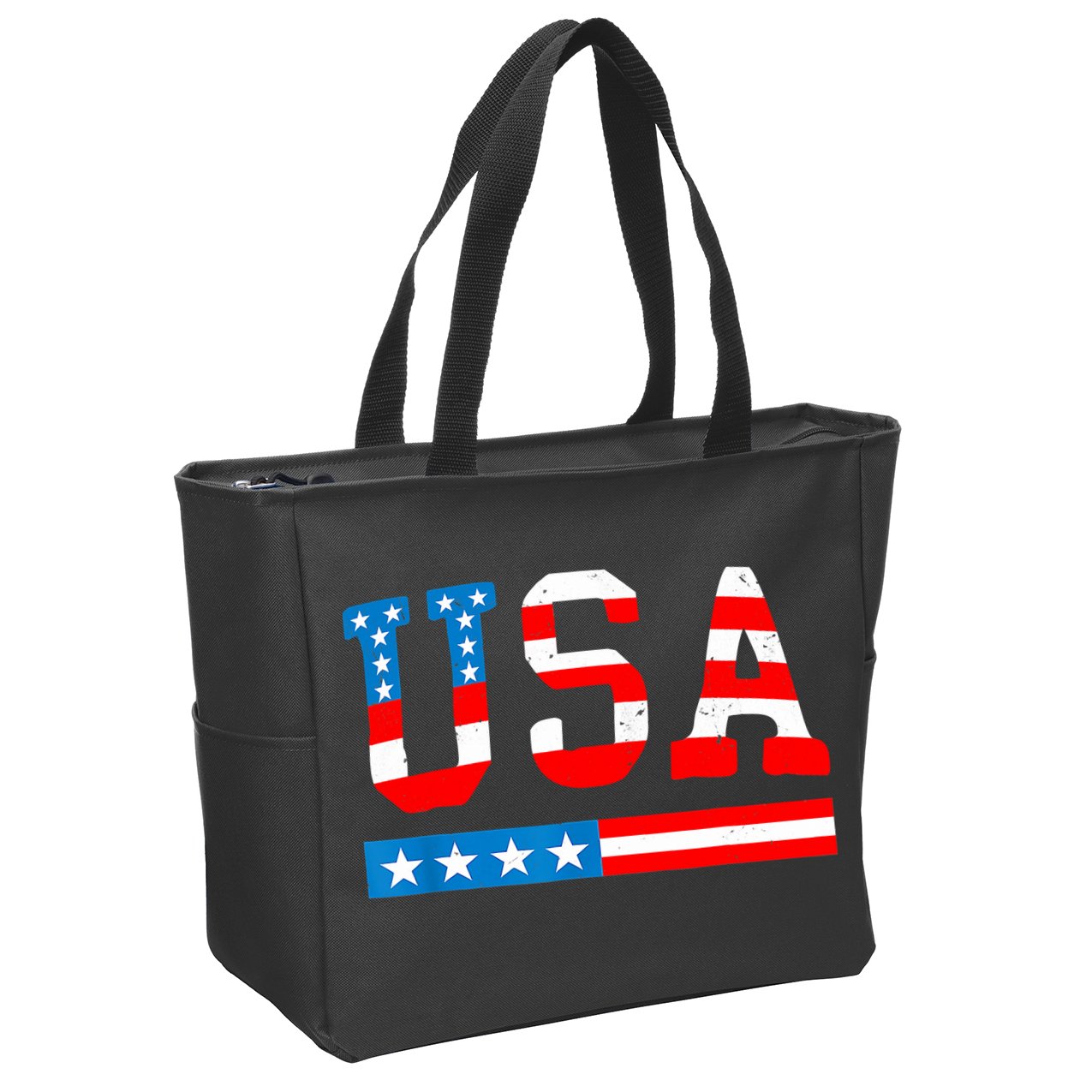 USA Flag American Funny 4th Of July Merica Zip Tote Bag