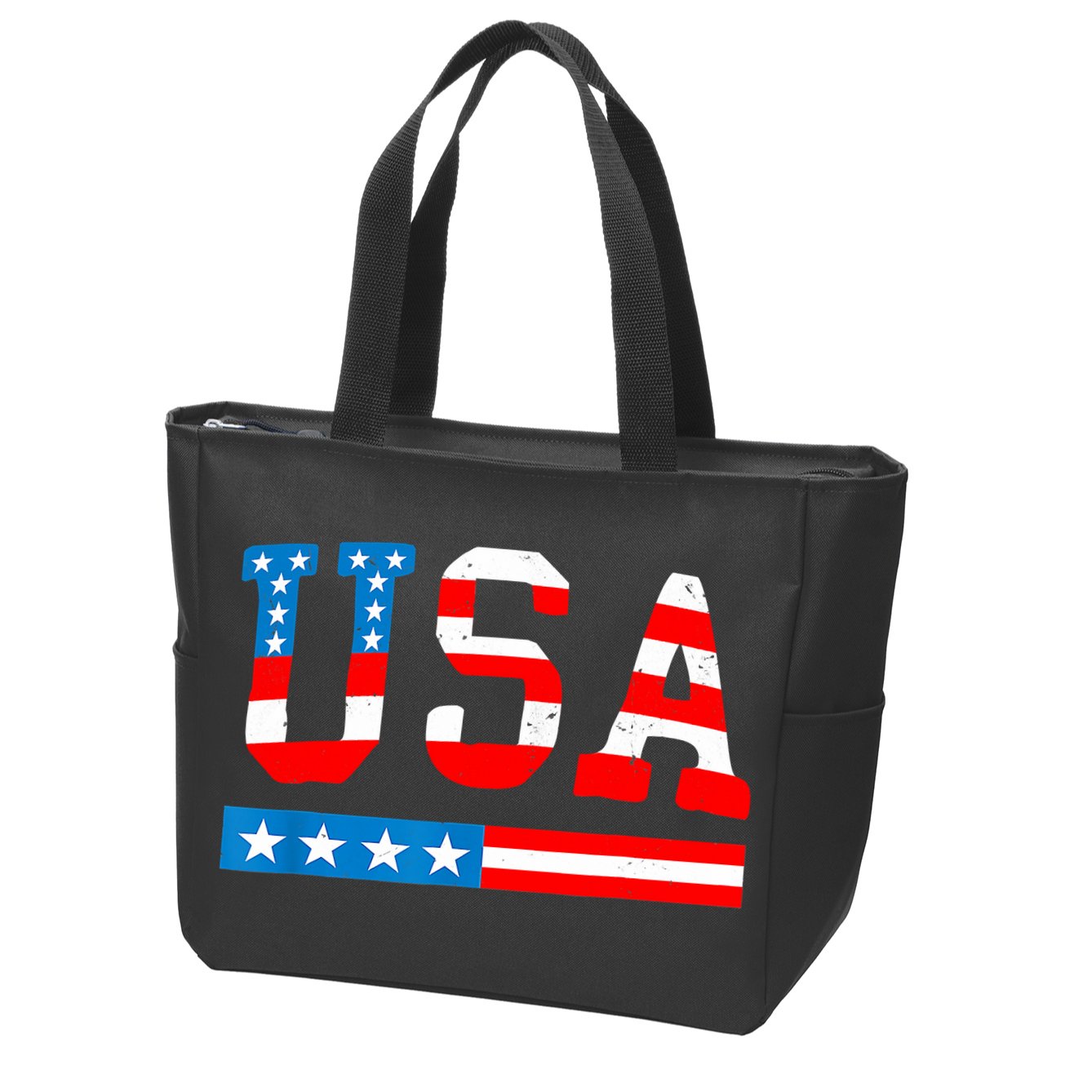 USA Flag American Funny 4th Of July Merica Zip Tote Bag
