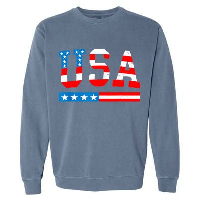 USA Flag American Funny 4th Of July Merica Garment-Dyed Sweatshirt
