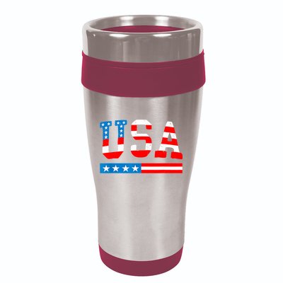 USA Flag American Funny 4th Of July Merica 16oz Travel Tumbler