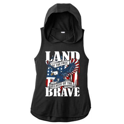 Us Flag America Eagle Land Of The Free Because Of The Brave Meaningful Gift Ladies PosiCharge Tri-Blend Wicking Draft Hoodie Tank