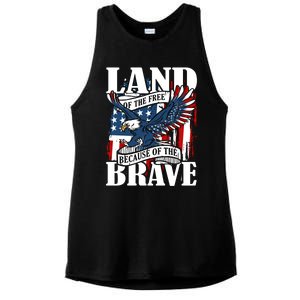 Us Flag America Eagle Land Of The Free Because Of The Brave Meaningful Gift Ladies PosiCharge Tri-Blend Wicking Tank