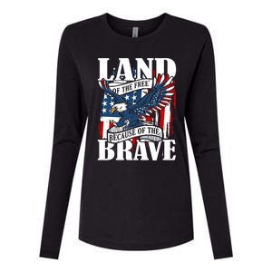 Us Flag America Eagle Land Of The Free Because Of The Brave Meaningful Gift Womens Cotton Relaxed Long Sleeve T-Shirt