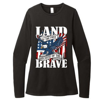 Us Flag America Eagle Land Of The Free Because Of The Brave Meaningful Gift Womens CVC Long Sleeve Shirt