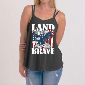 Us Flag America Eagle Land Of The Free Because Of The Brave Meaningful Gift Women's Strappy Tank