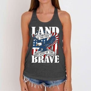 Us Flag America Eagle Land Of The Free Because Of The Brave Meaningful Gift Women's Knotted Racerback Tank