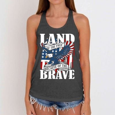 Us Flag America Eagle Land Of The Free Because Of The Brave Meaningful Gift Women's Knotted Racerback Tank