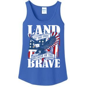 Us Flag America Eagle Land Of The Free Because Of The Brave Meaningful Gift Ladies Essential Tank