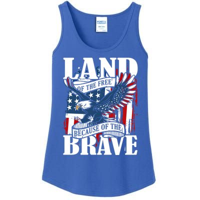 Us Flag America Eagle Land Of The Free Because Of The Brave Meaningful Gift Ladies Essential Tank