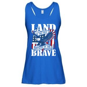 Us Flag America Eagle Land Of The Free Because Of The Brave Meaningful Gift Ladies Essential Flowy Tank