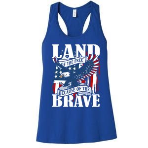 Us Flag America Eagle Land Of The Free Because Of The Brave Meaningful Gift Women's Racerback Tank