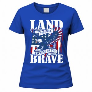 Us Flag America Eagle Land Of The Free Because Of The Brave Meaningful Gift Women's T-Shirt