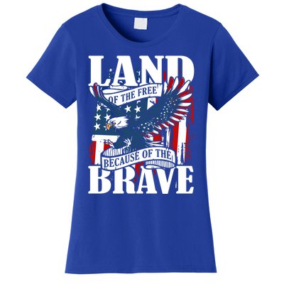 Us Flag America Eagle Land Of The Free Because Of The Brave Meaningful Gift Women's T-Shirt