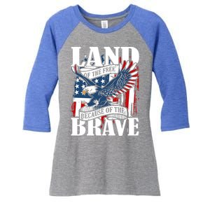 Us Flag America Eagle Land Of The Free Because Of The Brave Meaningful Gift Women's Tri-Blend 3/4-Sleeve Raglan Shirt