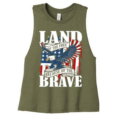 Us Flag America Eagle Land Of The Free Because Of The Brave Meaningful Gift Women's Racerback Cropped Tank