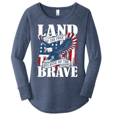 Us Flag America Eagle Land Of The Free Because Of The Brave Meaningful Gift Women's Perfect Tri Tunic Long Sleeve Shirt