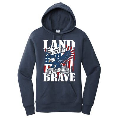 Us Flag America Eagle Land Of The Free Because Of The Brave Meaningful Gift Women's Pullover Hoodie