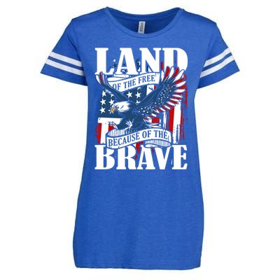 Us Flag America Eagle Land Of The Free Because Of The Brave Meaningful Gift Enza Ladies Jersey Football T-Shirt