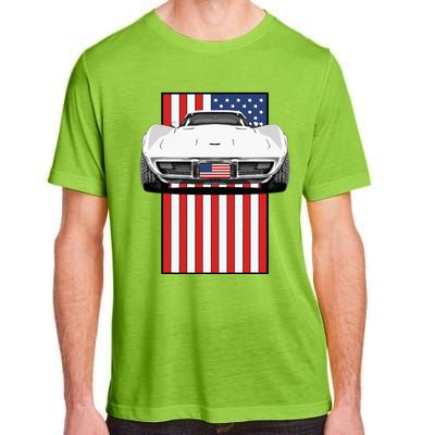 Usa Flag And Muscle Car American Adult ChromaSoft Performance T-Shirt