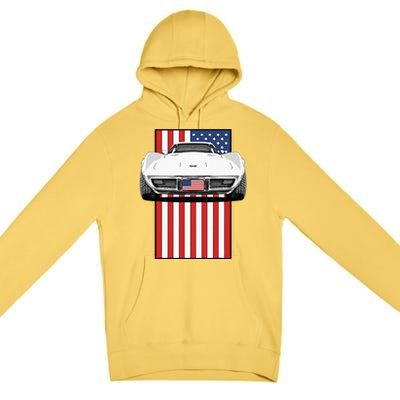 Usa Flag And Muscle Car American Premium Pullover Hoodie