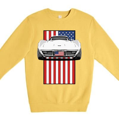 Usa Flag And Muscle Car American Premium Crewneck Sweatshirt